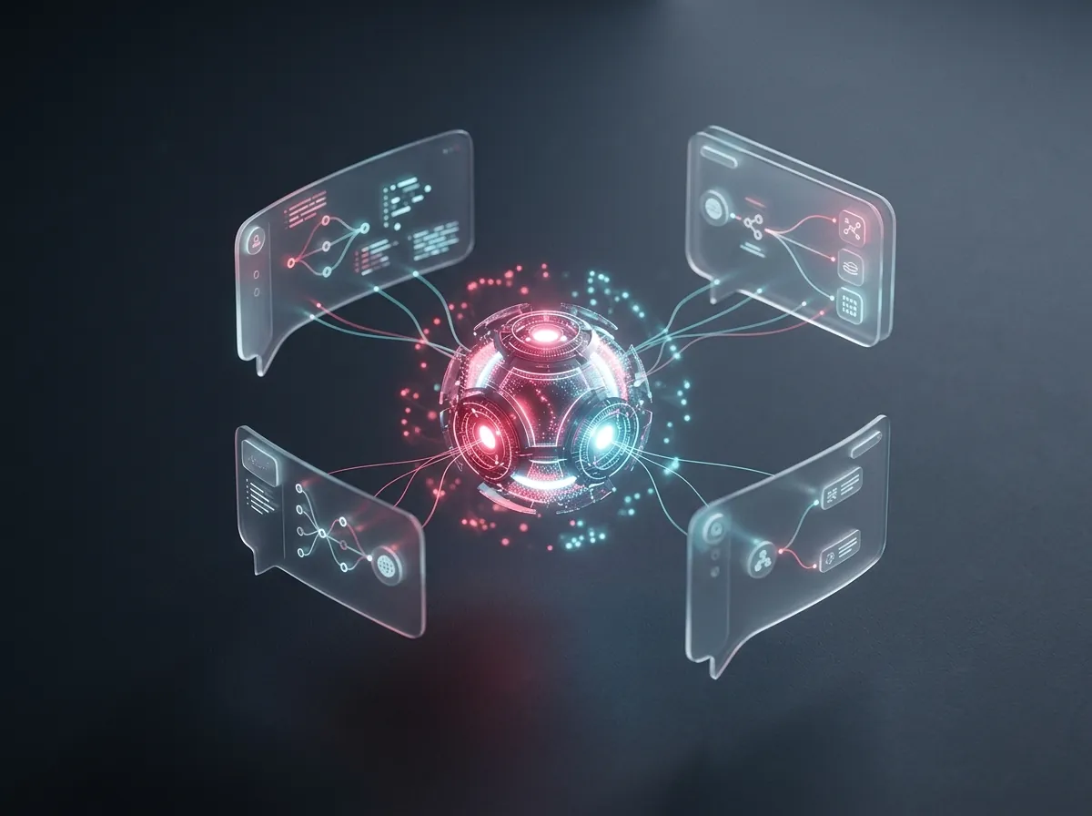 AI chatbot development services and autonomous agentic workflows illustration